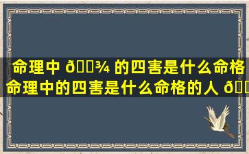 命理中 🌾 的四害是什么命格「命理中的四害是什么命格的人 🐶 」